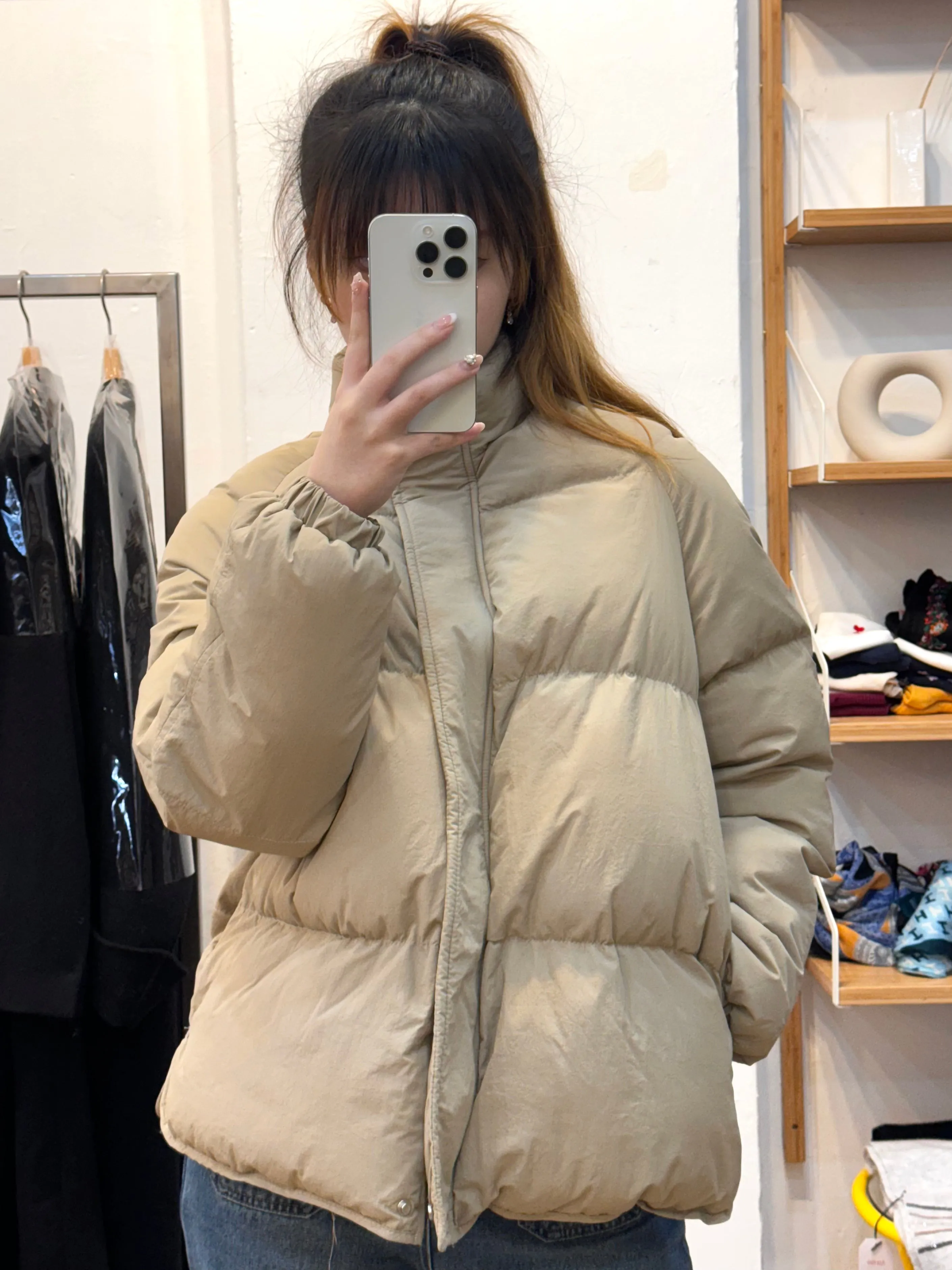 White / Beige Puff Jacket