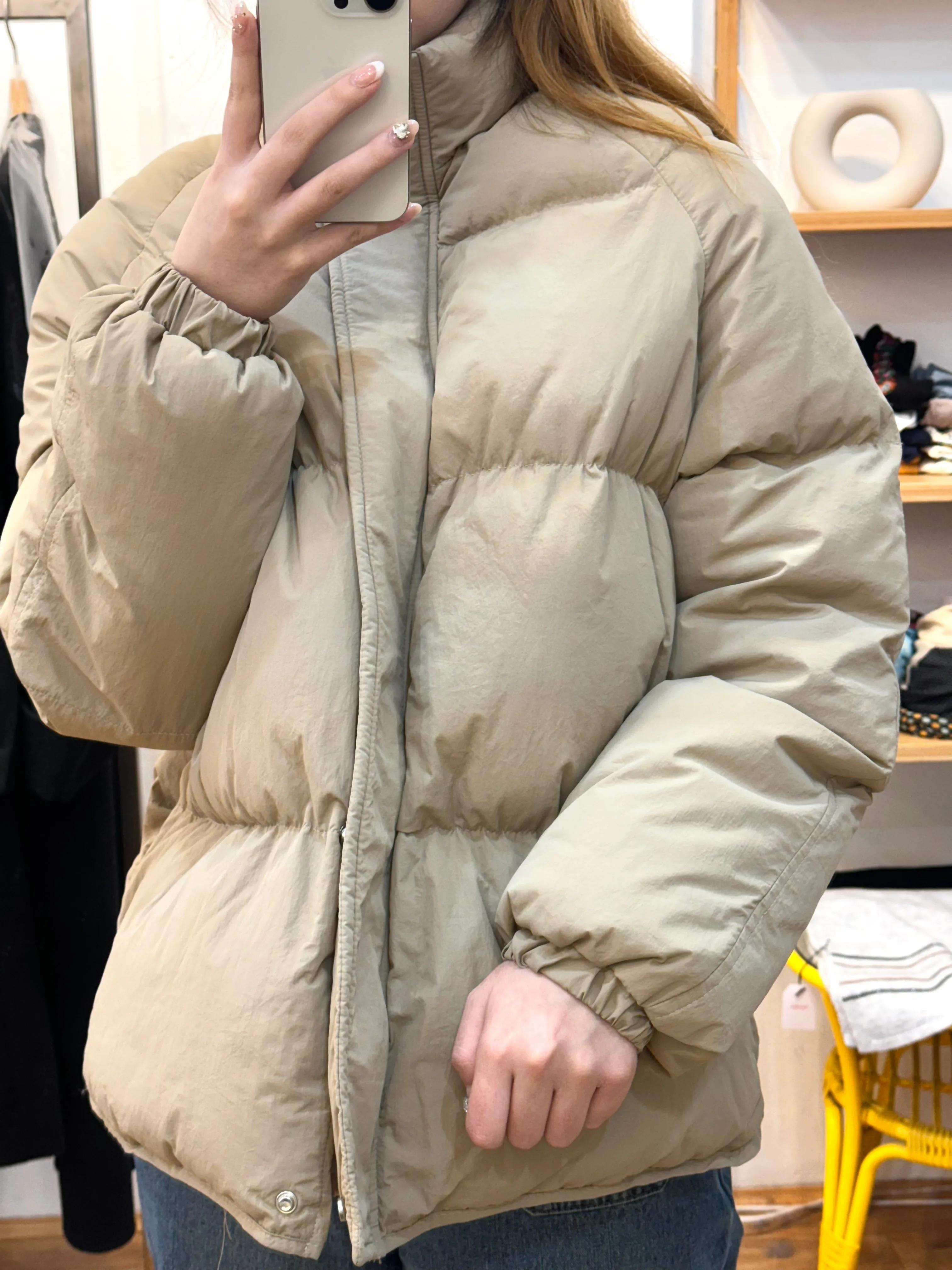 White / Beige Puff Jacket