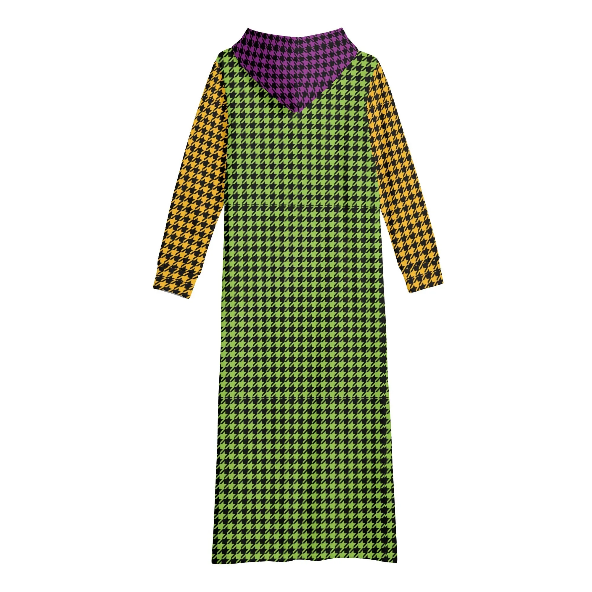 Winter Loungewear | Maxi Dress | Hooded Sweatshirt with Pockets | Plus-Petite Size | Houndstooth Multicolor dress