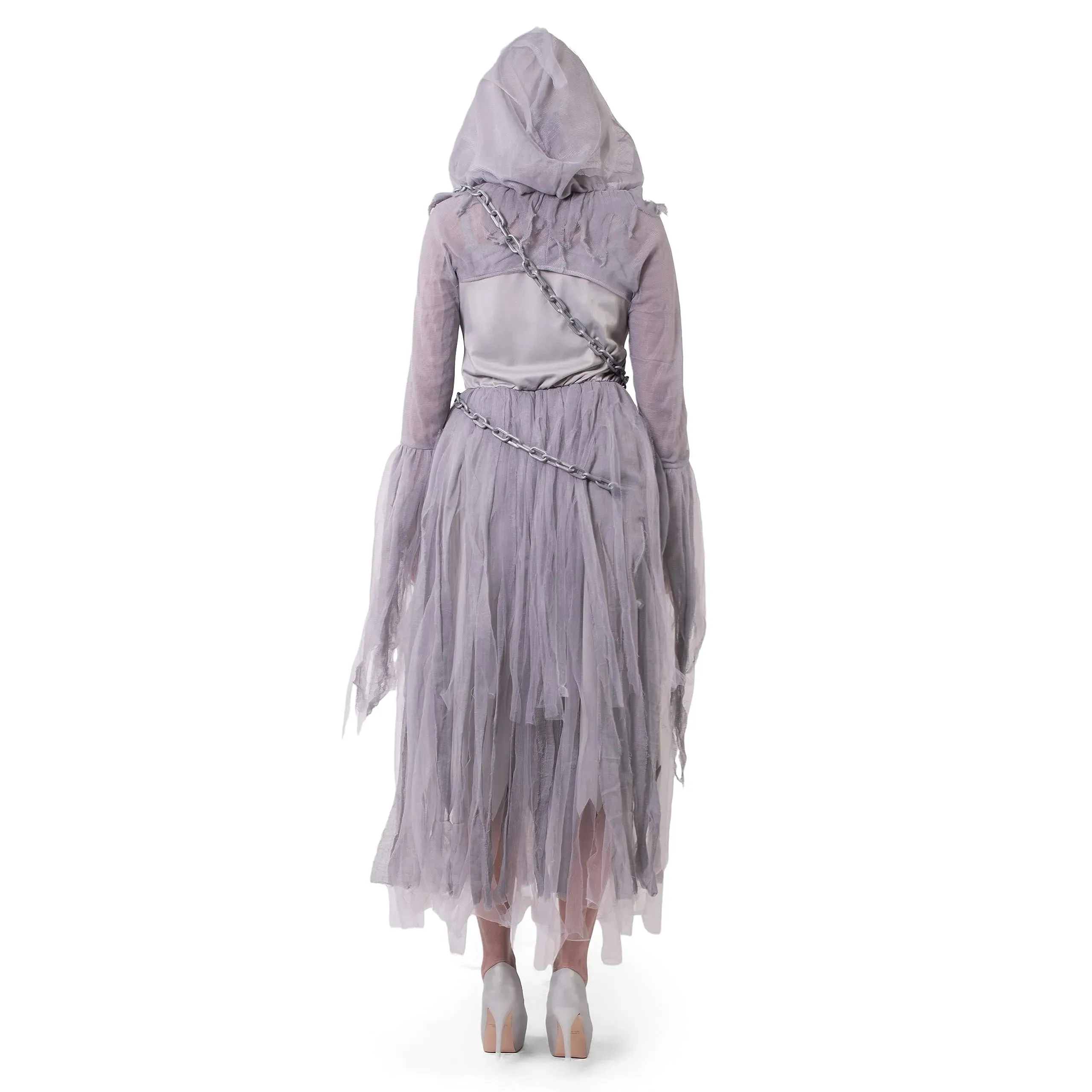 Women Haunting Beauty Dress Ghost Costume with Plastic Chain