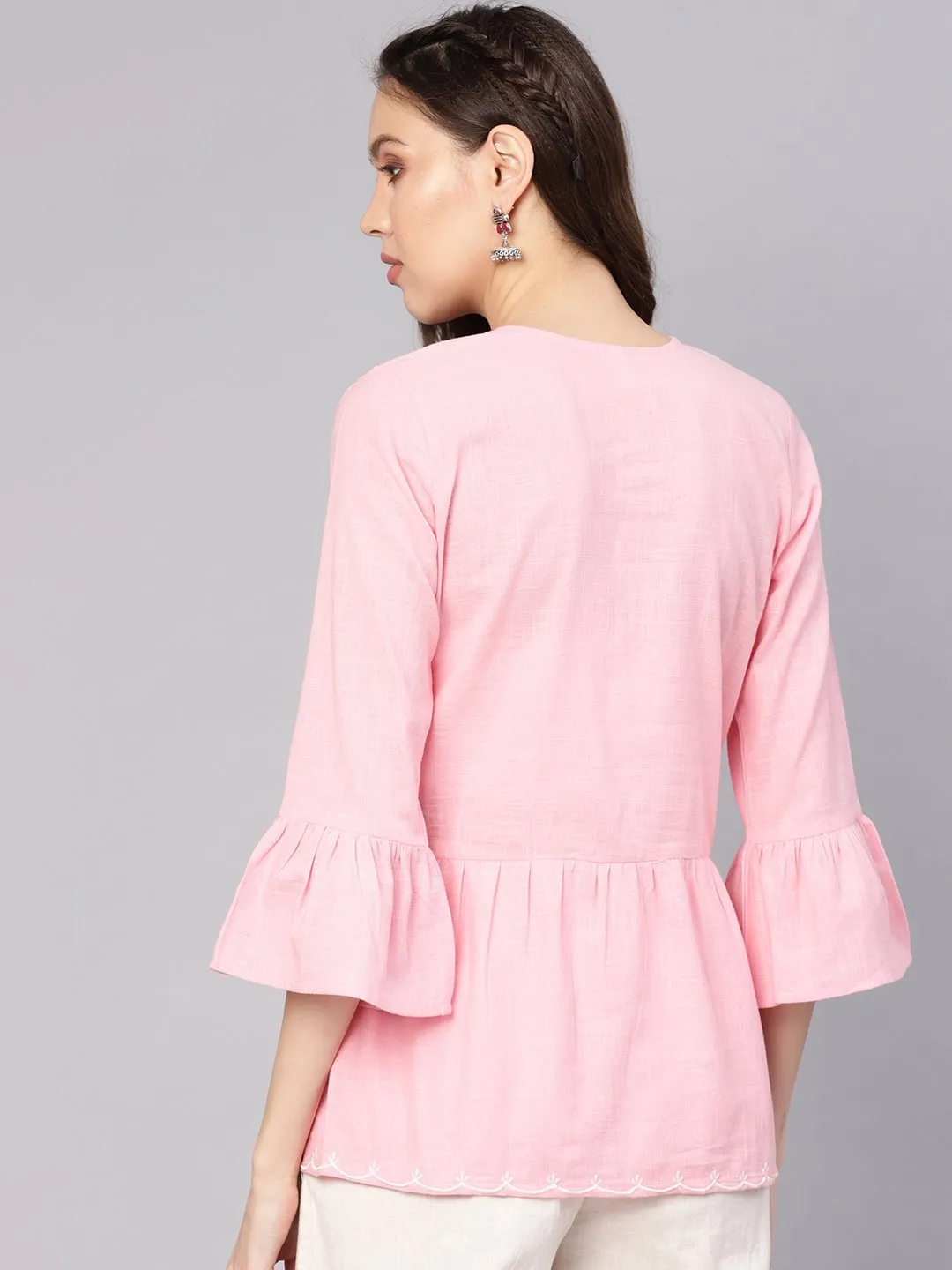 Women Pink Solid A-Line Tunic