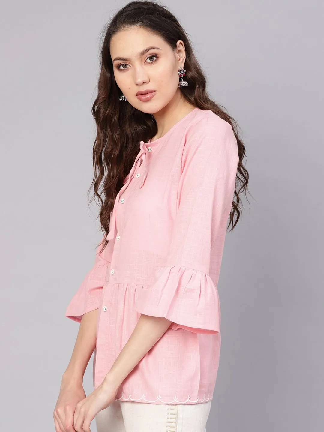 Women Pink Solid A-Line Tunic