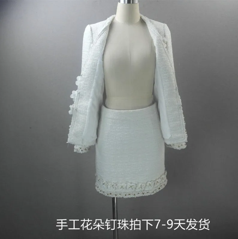 Womens Designer Inspired CUSTOM MADE Pearl Beads Flowers Coat Blazer  Skirts Suit Formal/ Business