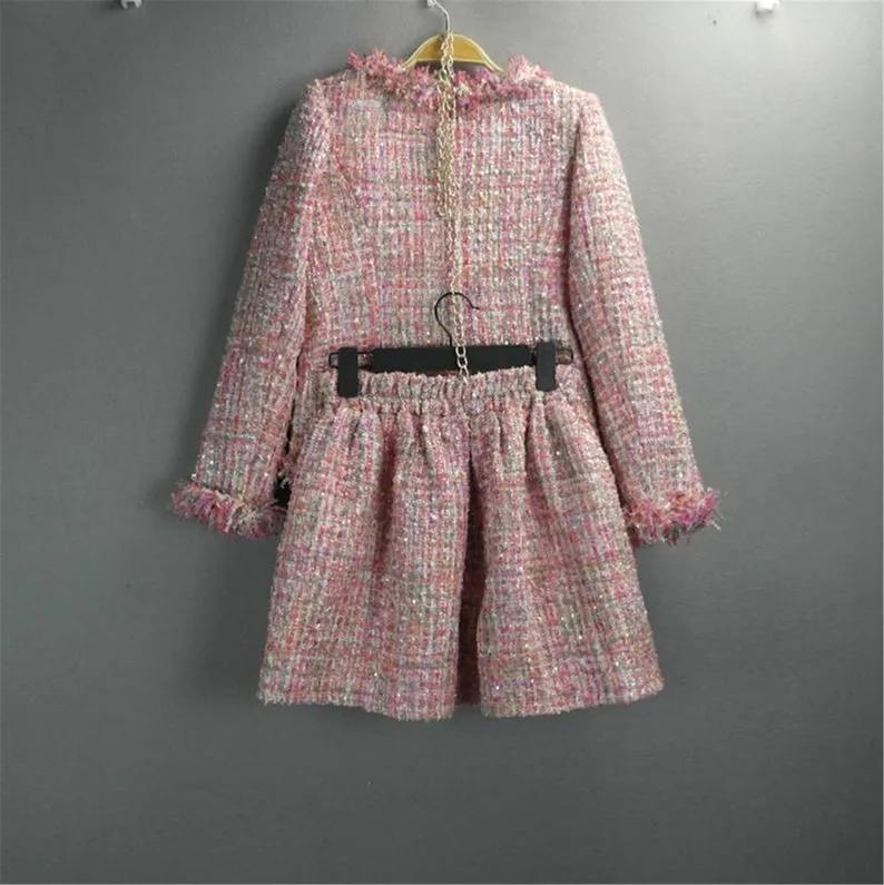 Women's Hand Made Tweed Jacket Coat Blazer   Skater Skirt Pink