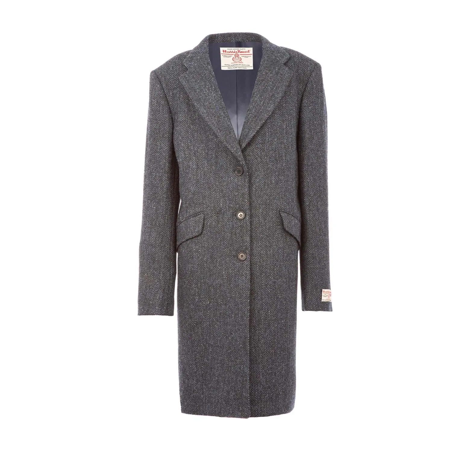 Women's Harris Tweed Eilean Coat  Blue Herringbone