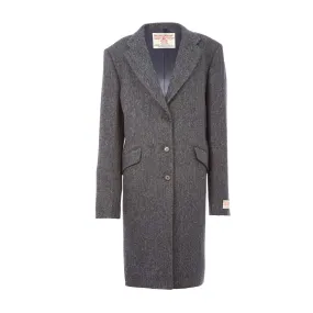 Women's Harris Tweed Eilean Coat  Blue Herringbone