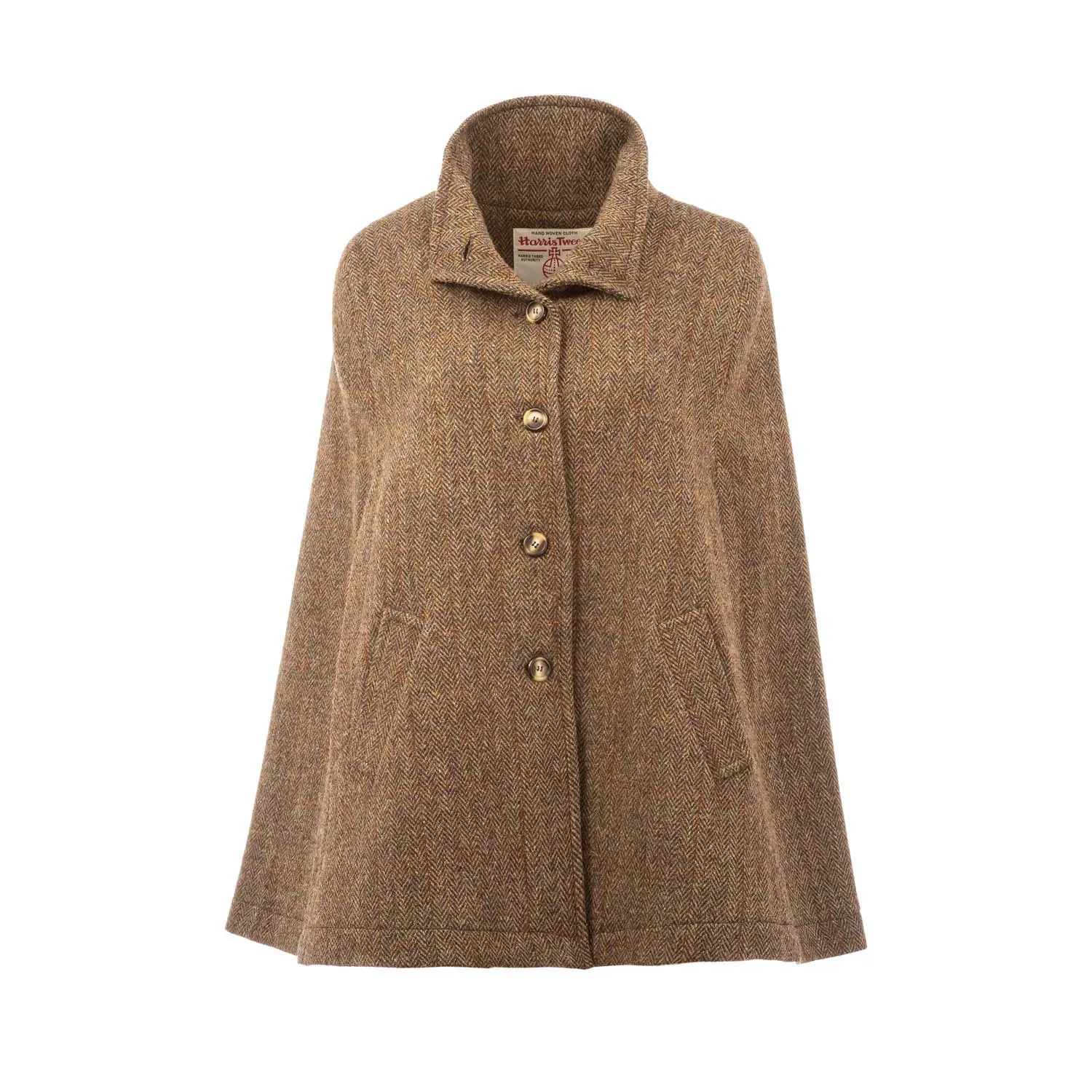 Women's Harris Tweed Sienna Cape  Brown Herringbone