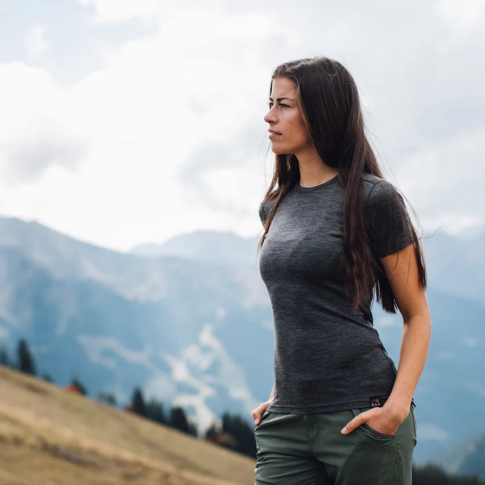 Womens Merino 150 Short Sleeve Crew (Smoke)