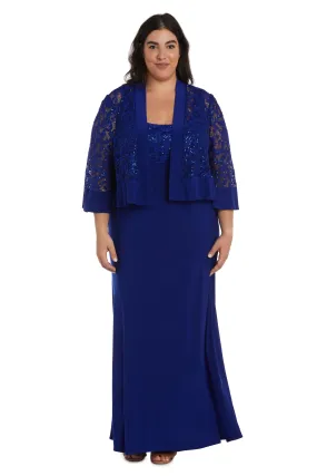 Women's Plus Size Ruffle and Sequin Long Jacket Dress