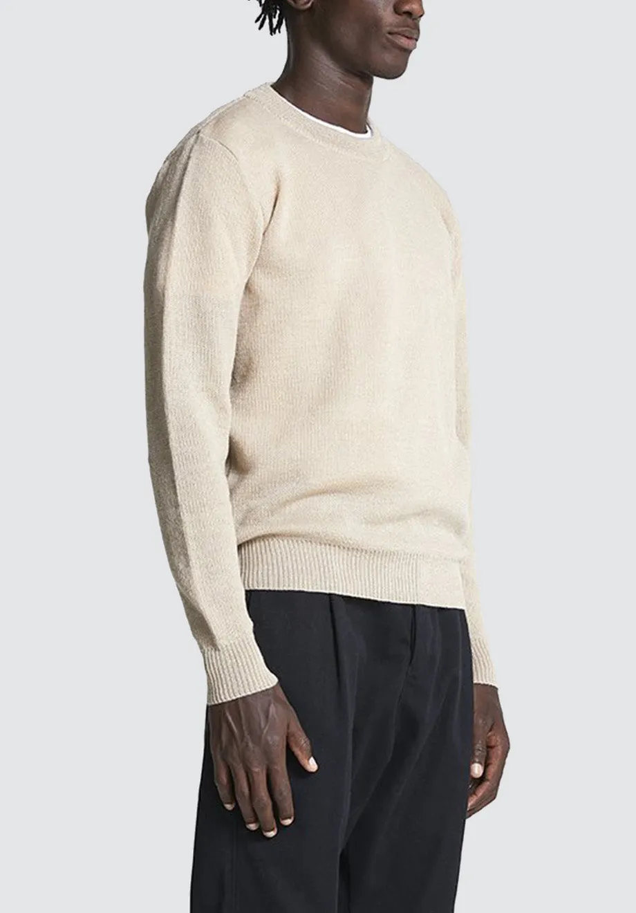 Wool & Mohair Round Neck Knit | Irish Cream