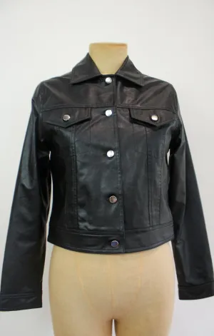 Y2K Faux Leather Cropped Jacket