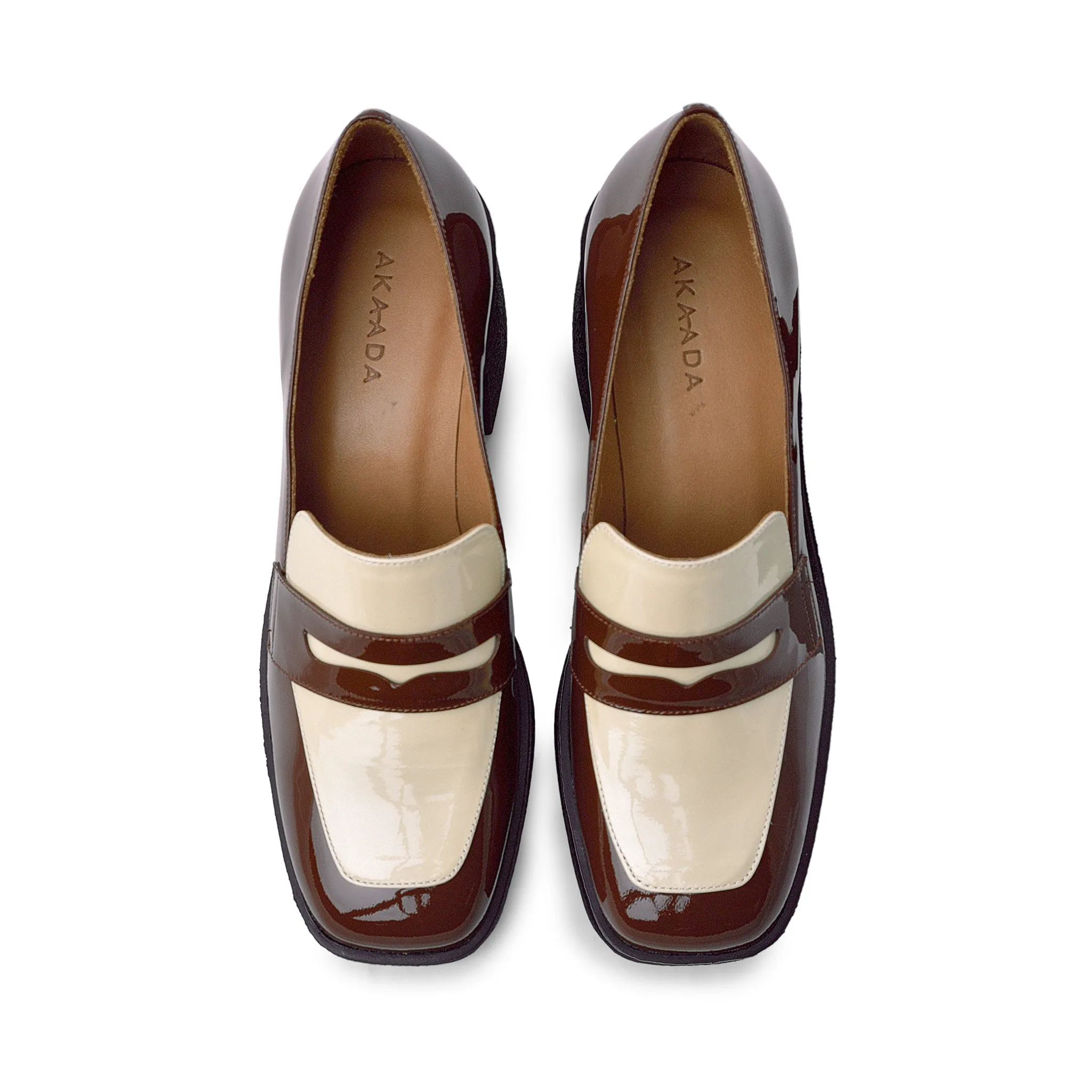 Yoko Caramel Cream Patent Leather Chunky Loafers