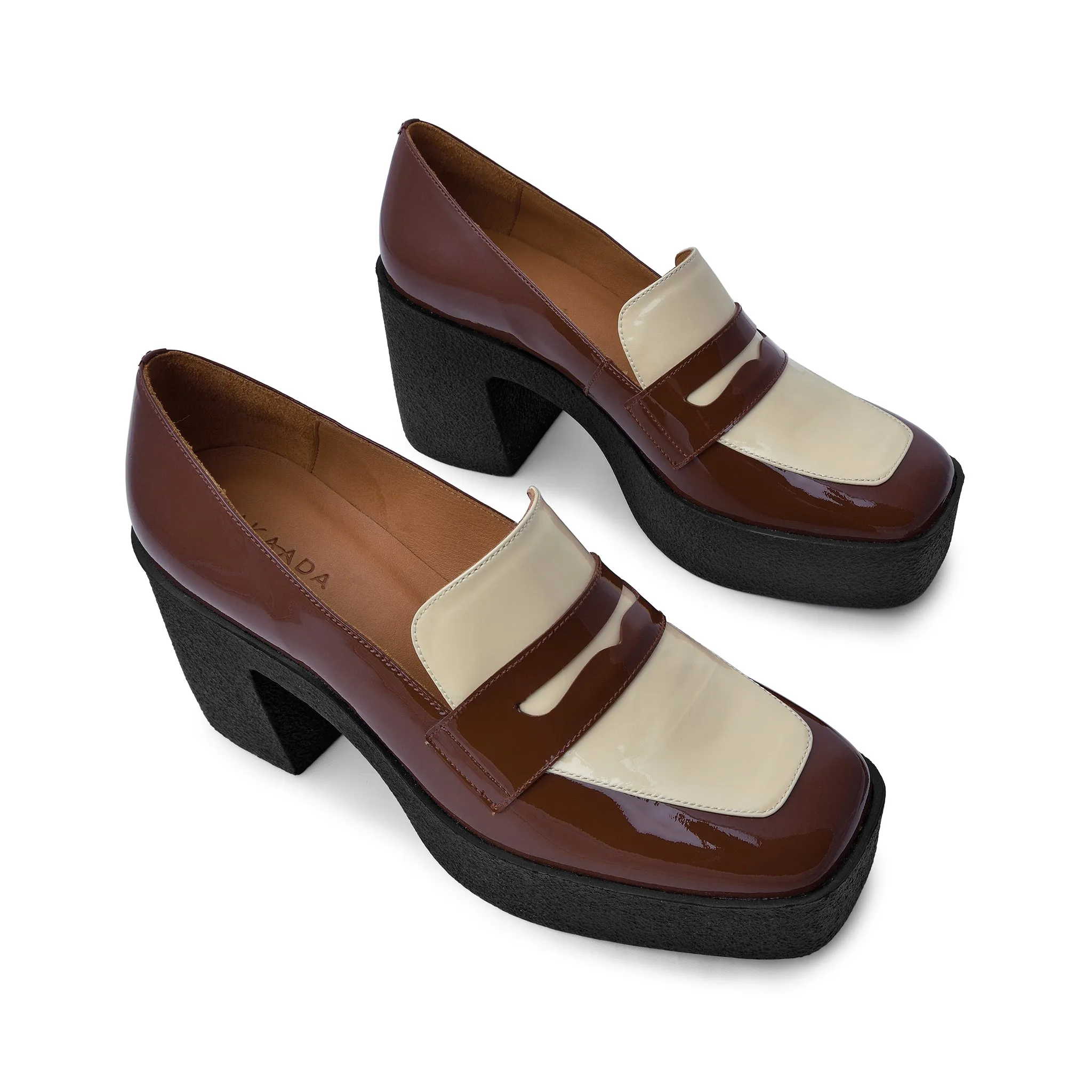 Yoko Caramel Cream Patent Leather Chunky Loafers