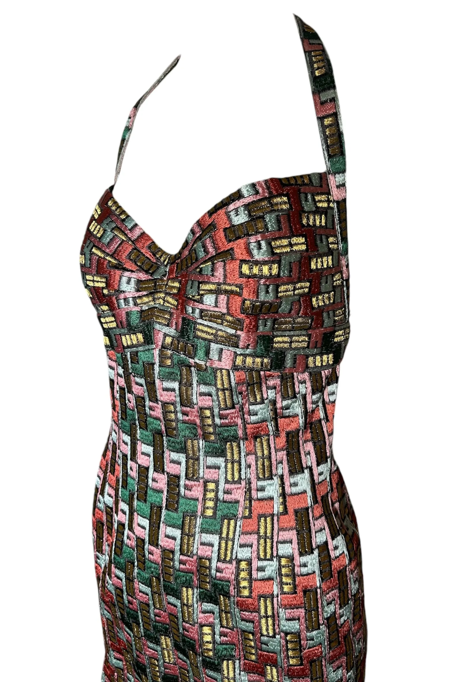 Zac Posen Spring 2006 "Pompeii" Multicolor Halter Dress