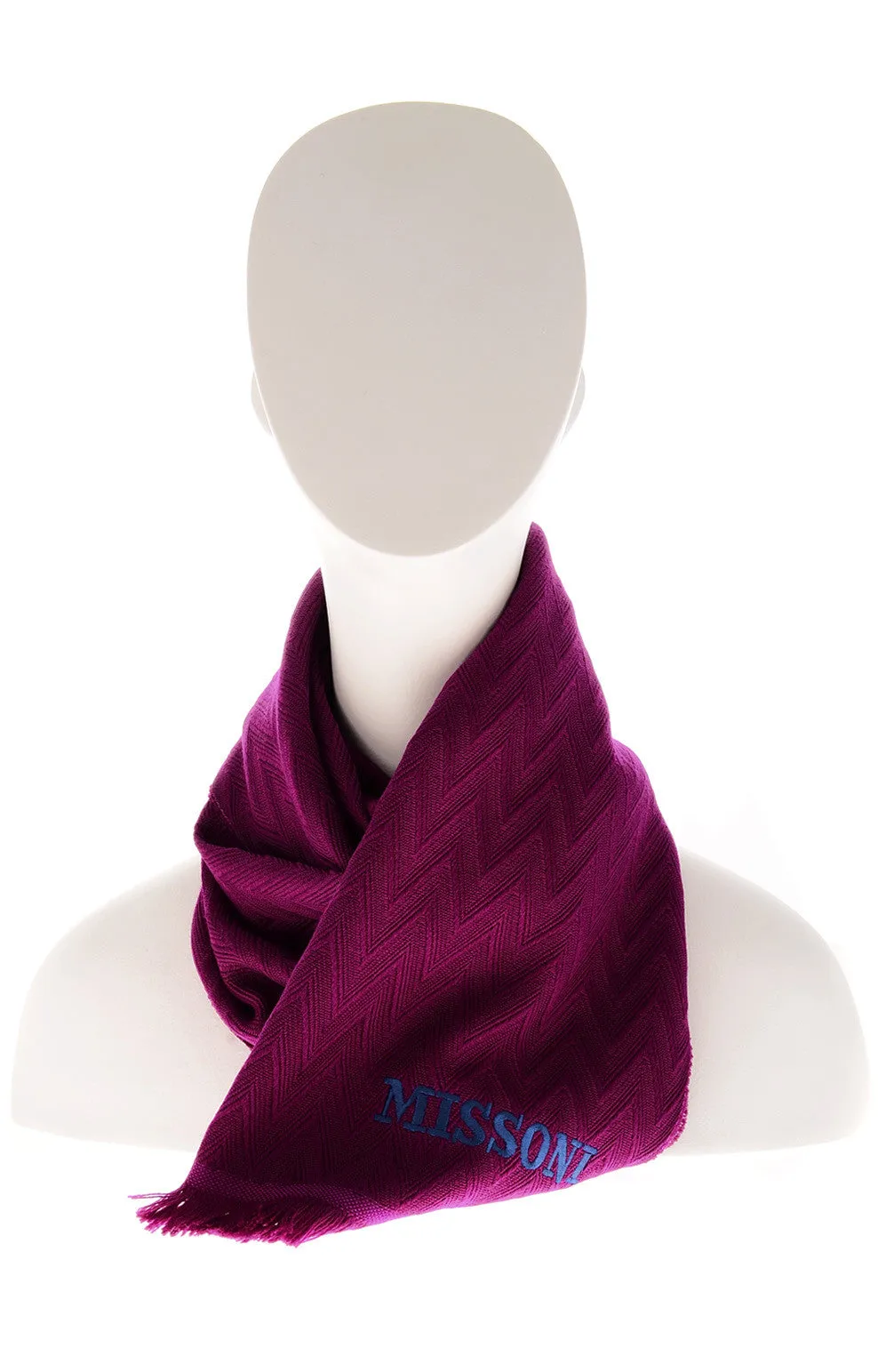 ZIG ZAG Plum Wool Unisex Scarf